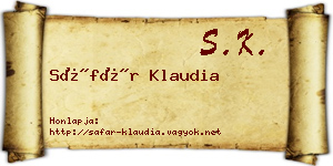 Sáfár Klaudia névjegykártya