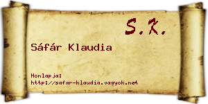 Sáfár Klaudia névjegykártya